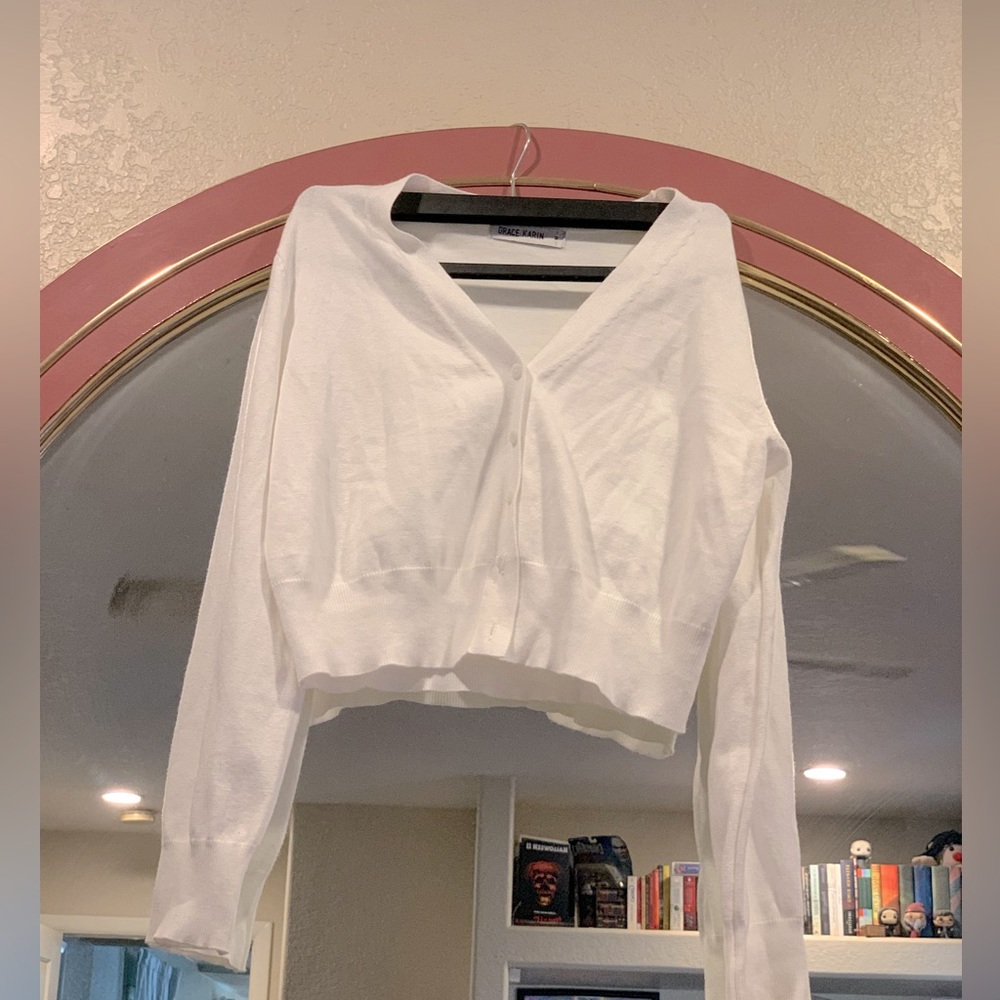 White button cardigan